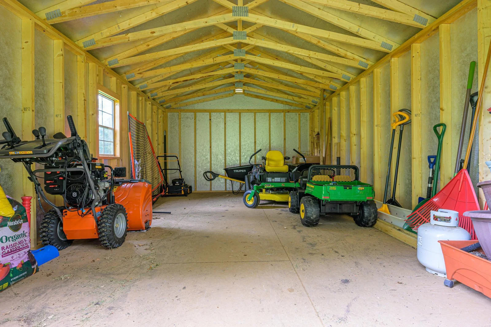 The inside of the 14'x20' storage shed.