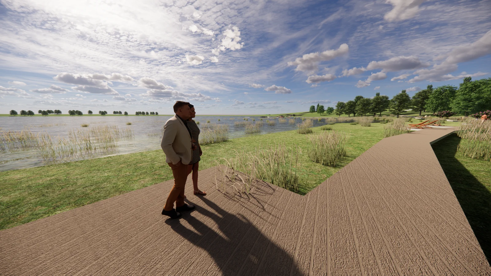 Artist rendering of elevated walk way, actuals may vary.