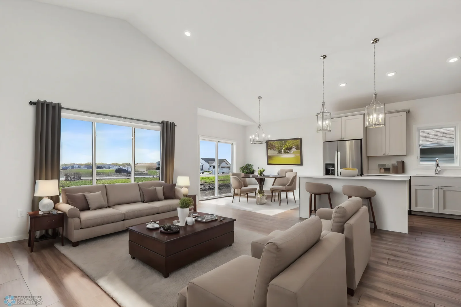Living, Kitchen, Dining Areas Virtually Staged