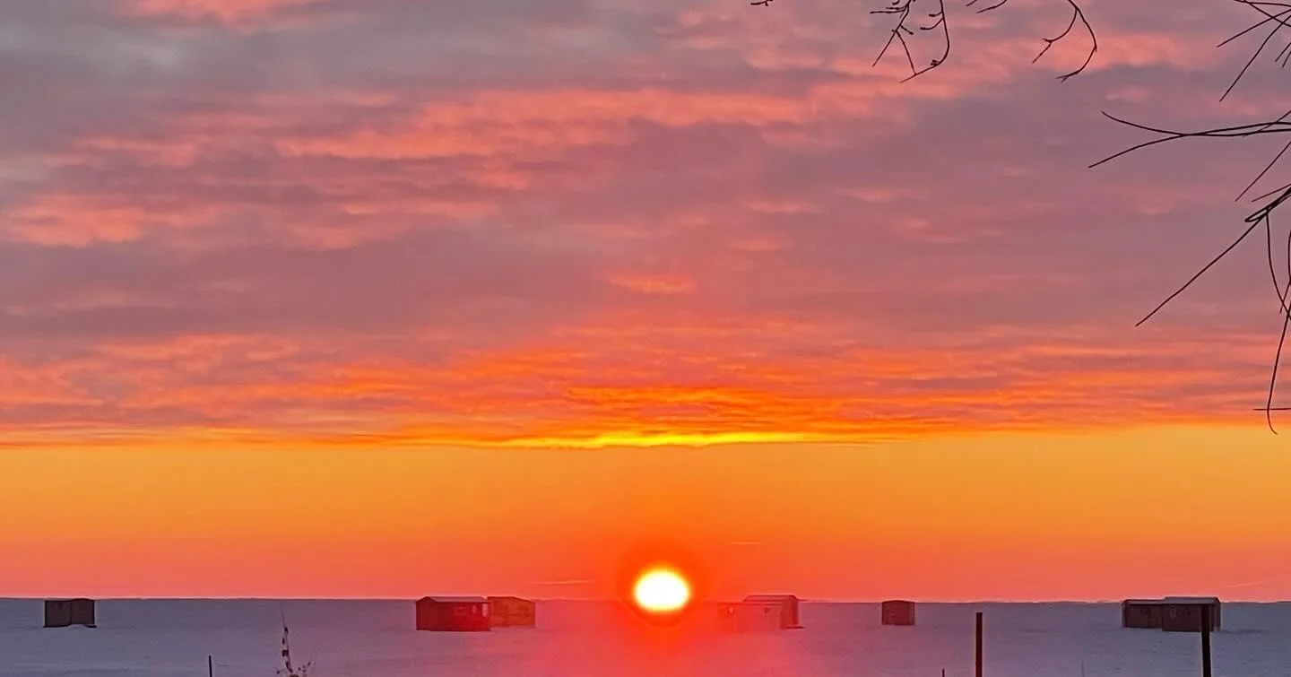 ice fishing sunrise