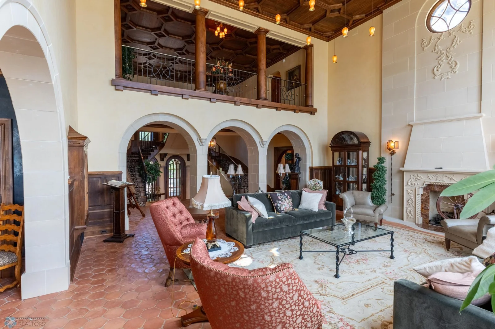 Living Room with Balcony above