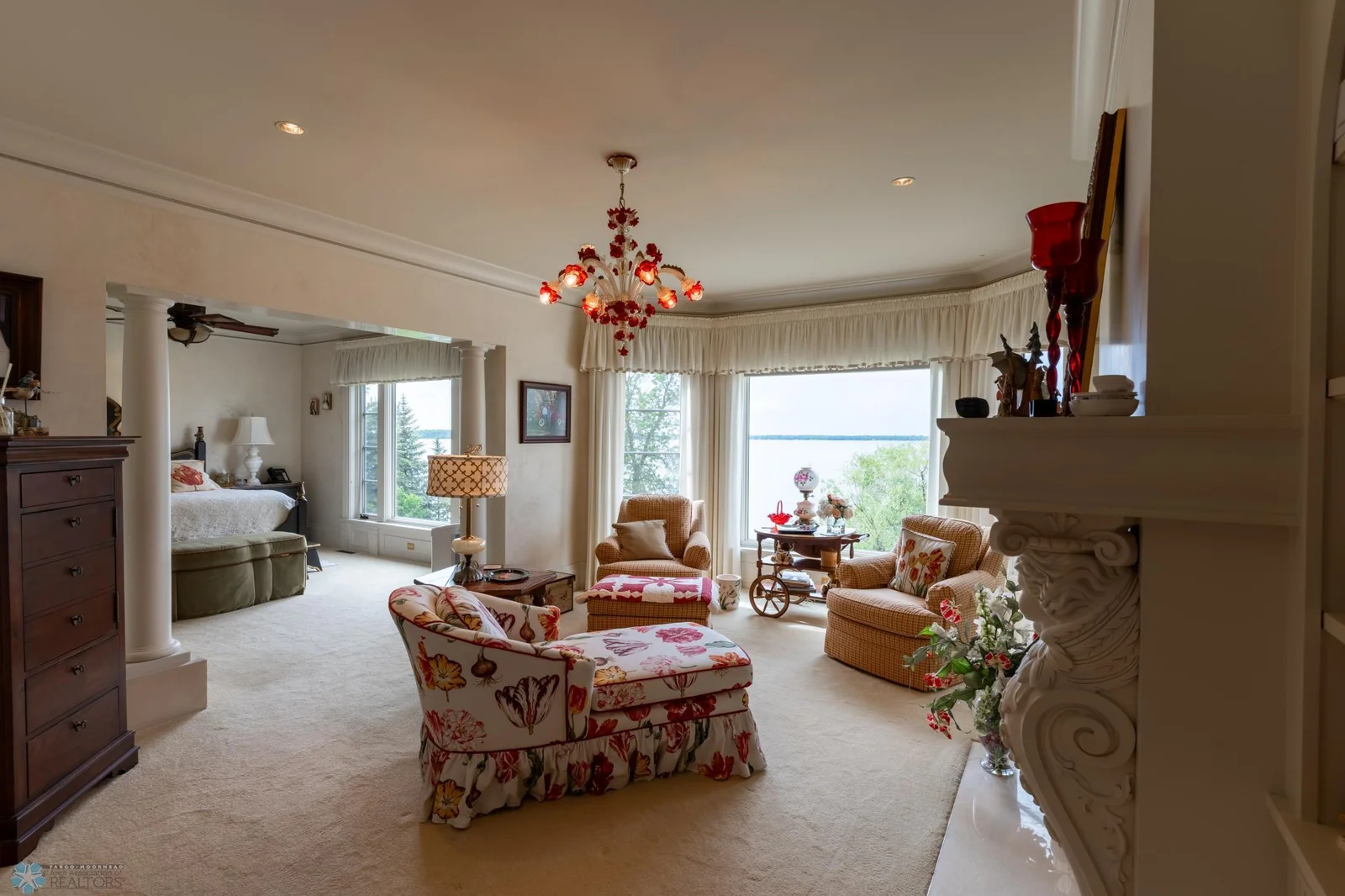 Primary Suite Sitting Area w/ Fireplace