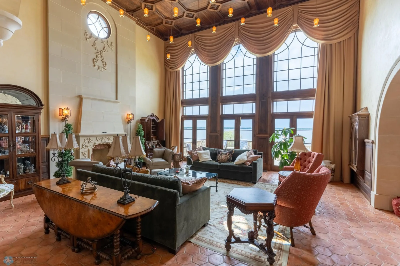 Living Room with view of lake