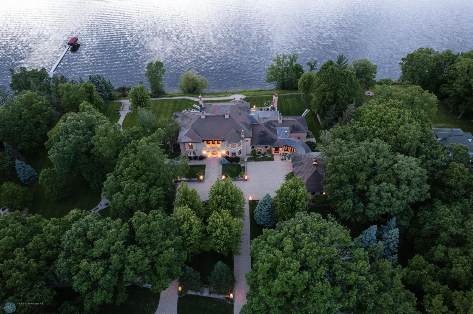 Ariel Night Front of Mansion