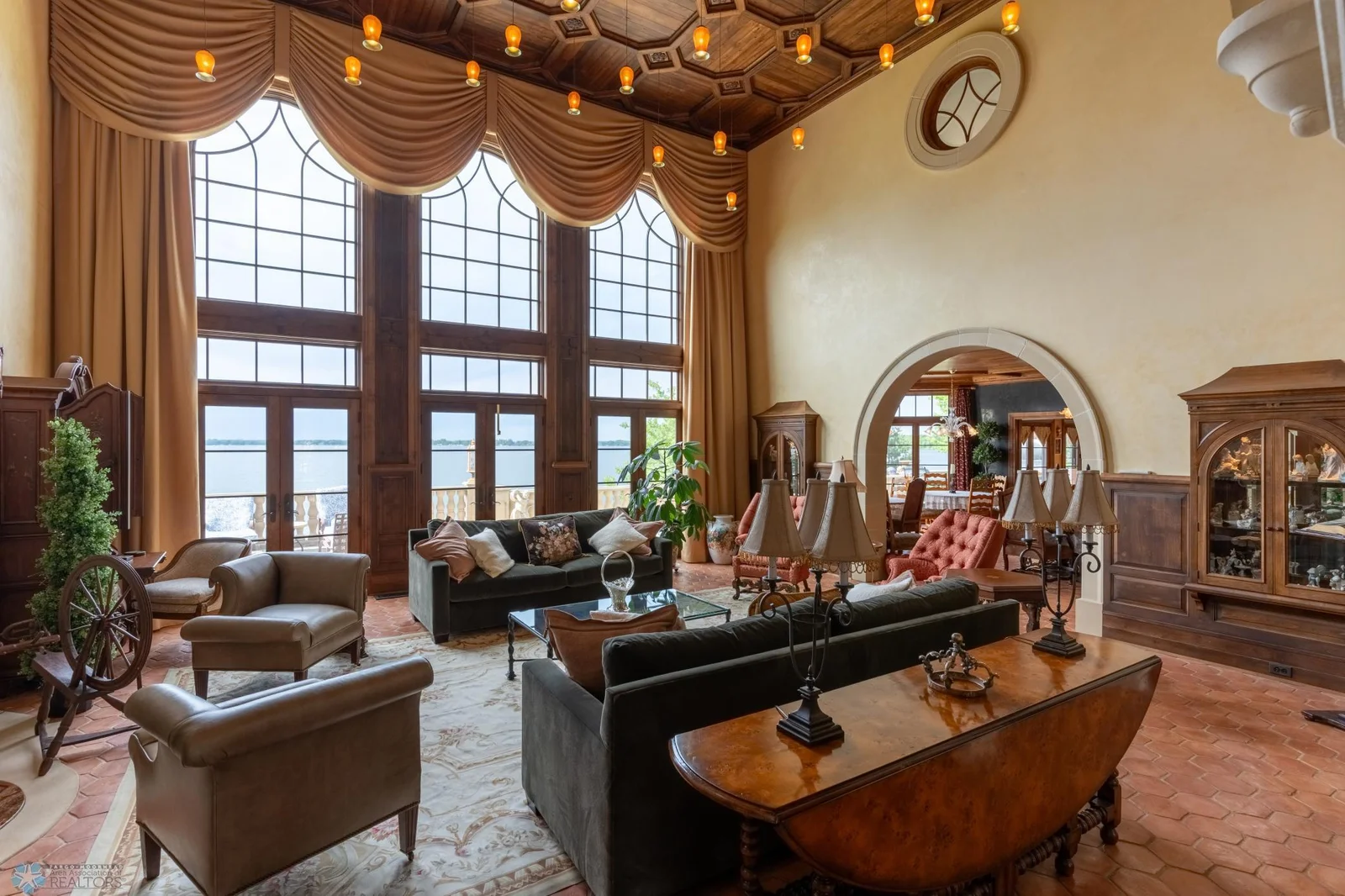 Living Room with view of lake