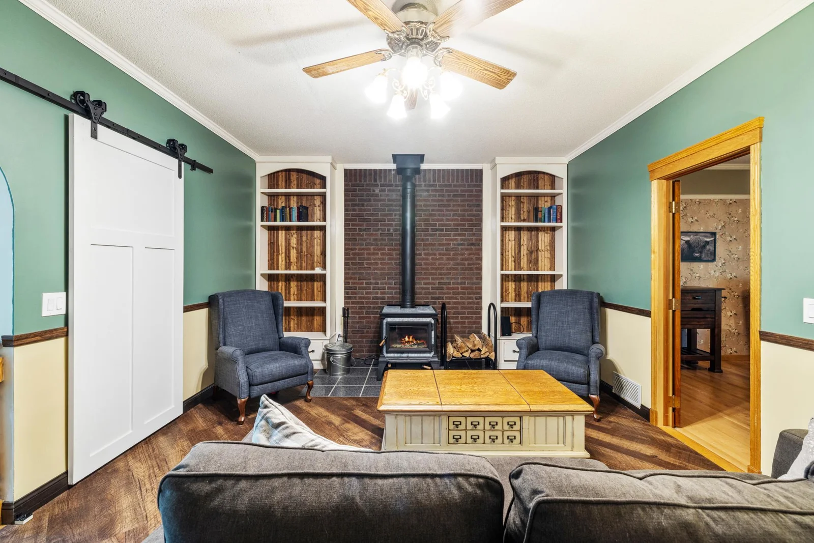 Living Room with Wood Stove