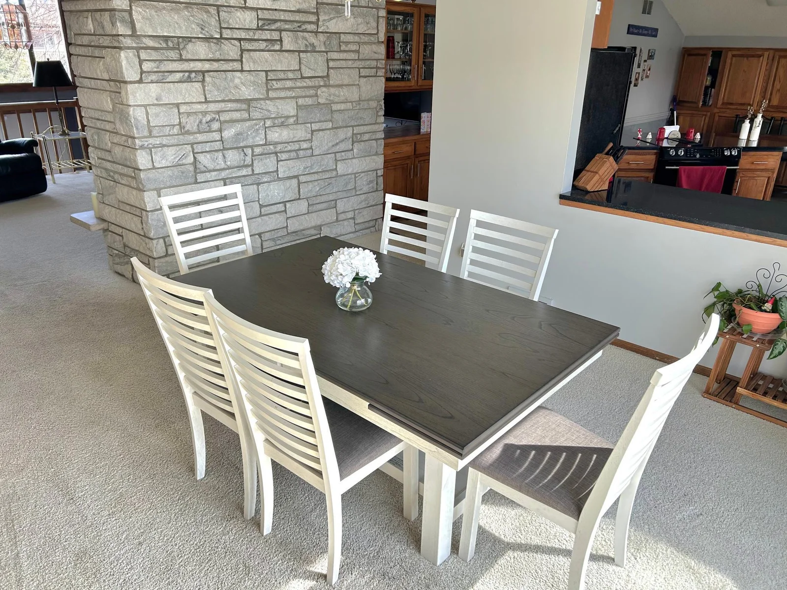 View into the kitchen from dining area!