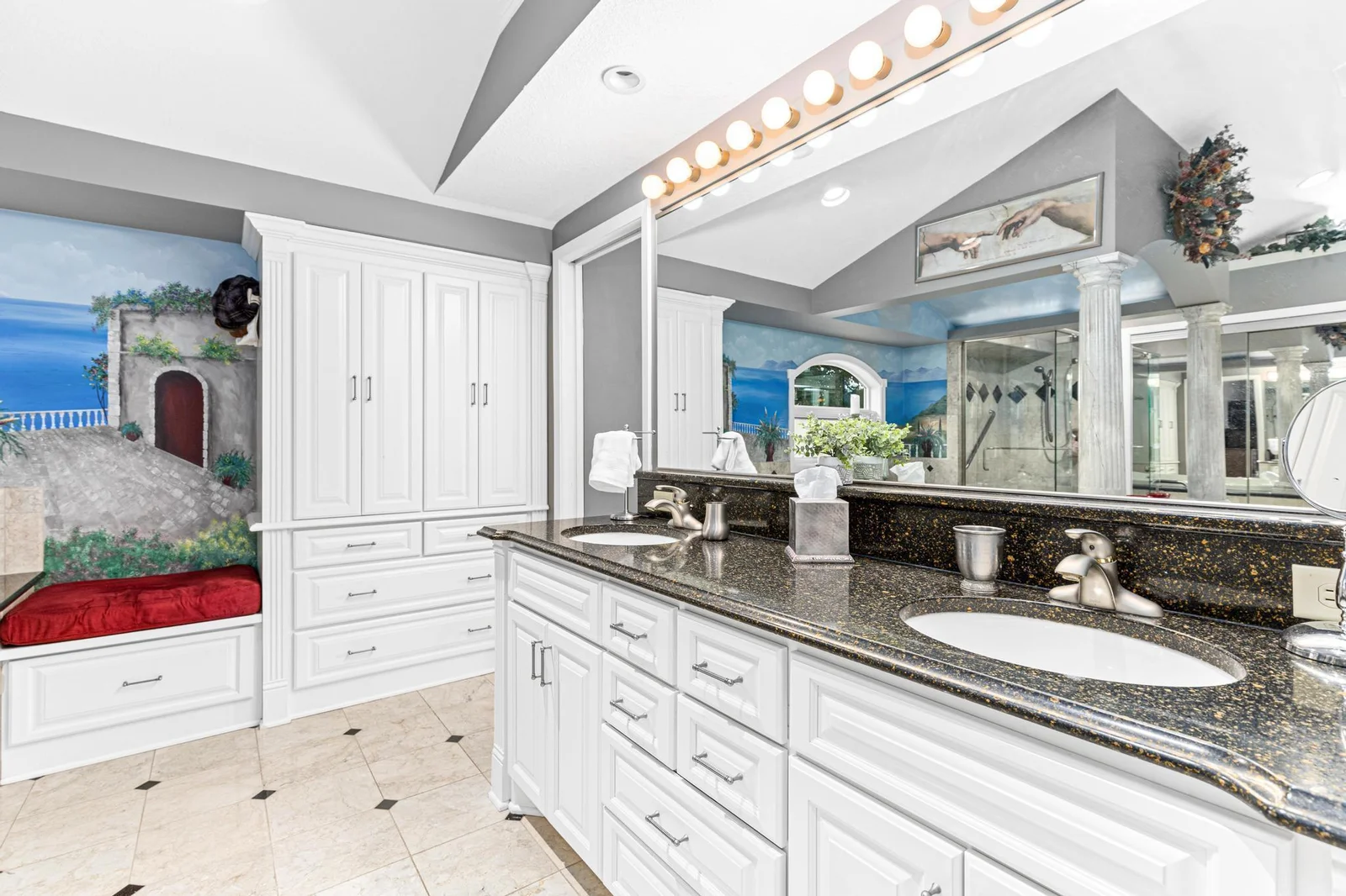 Double sink and storage in Primary Suite Bathroom!