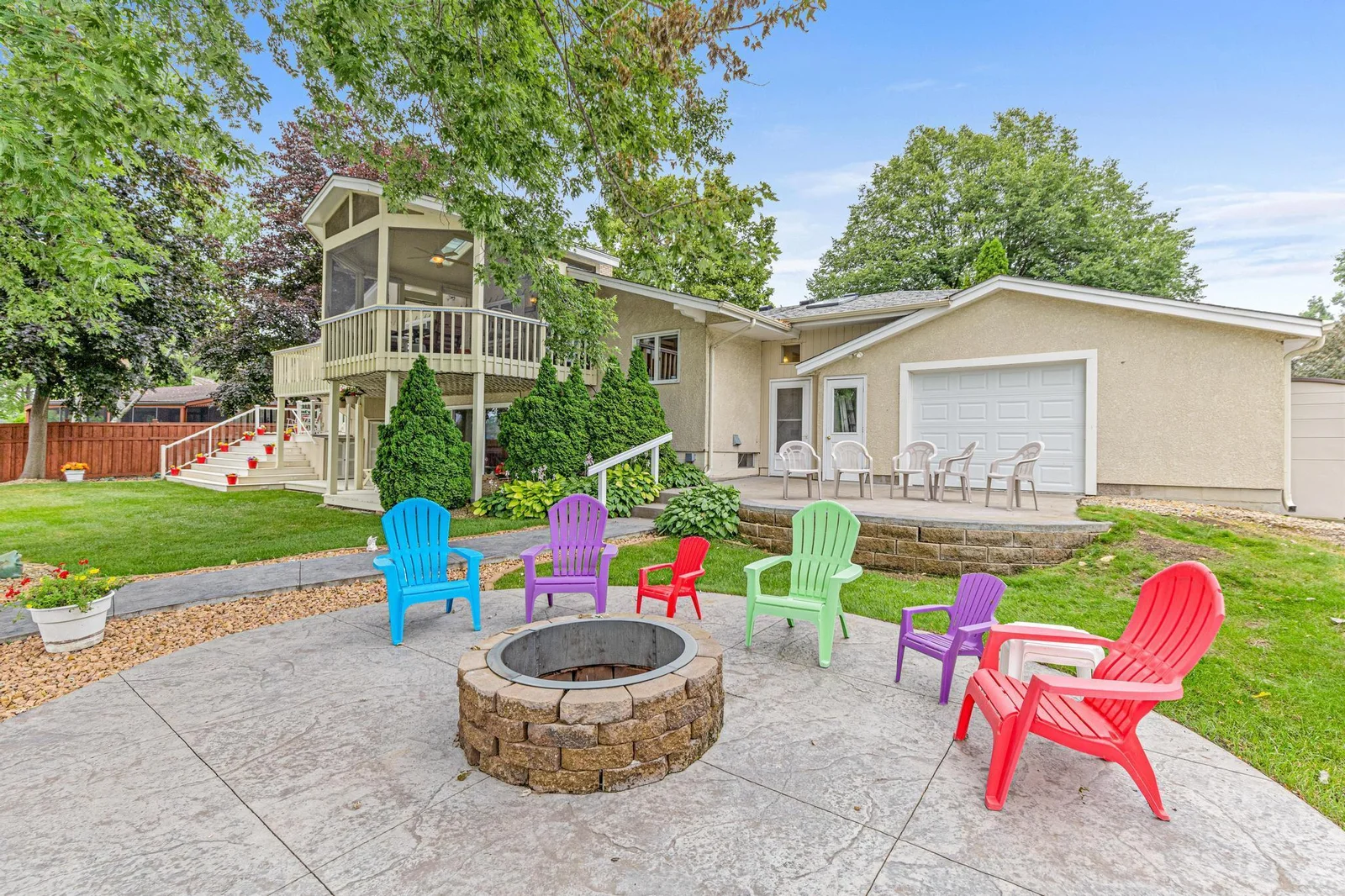 New firepit stamped concrete patio!