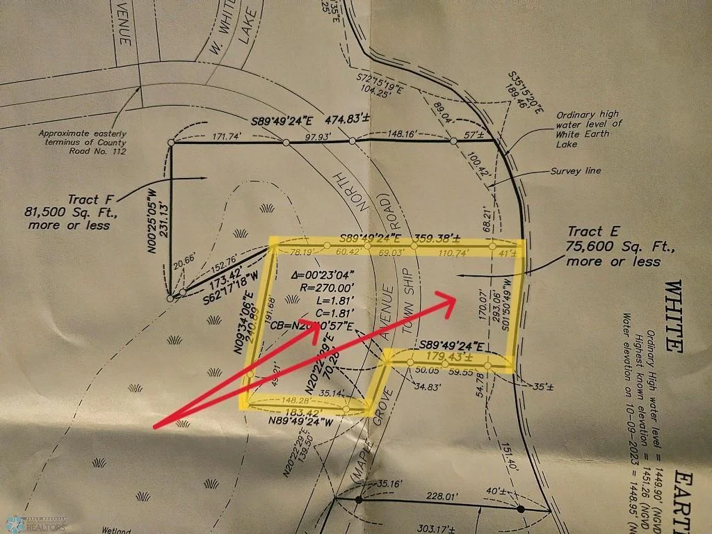 TRACT E - Buildable Area.  Estimate only on buildable areas on lakefront & back lot.  Variance allowed.  Contact Becker County Zoning for more details and approval.