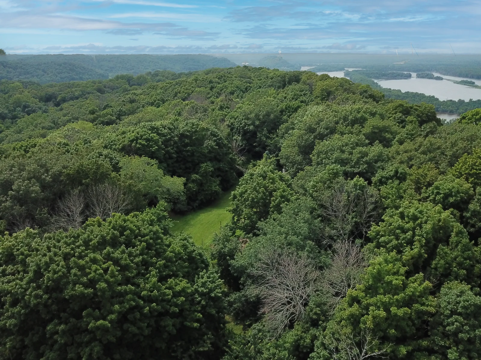 One of numerous green spaces on property