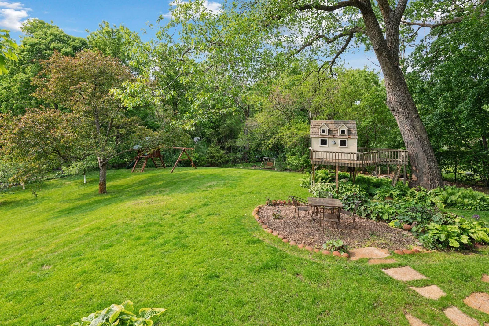 Private backyard surrounded by trees