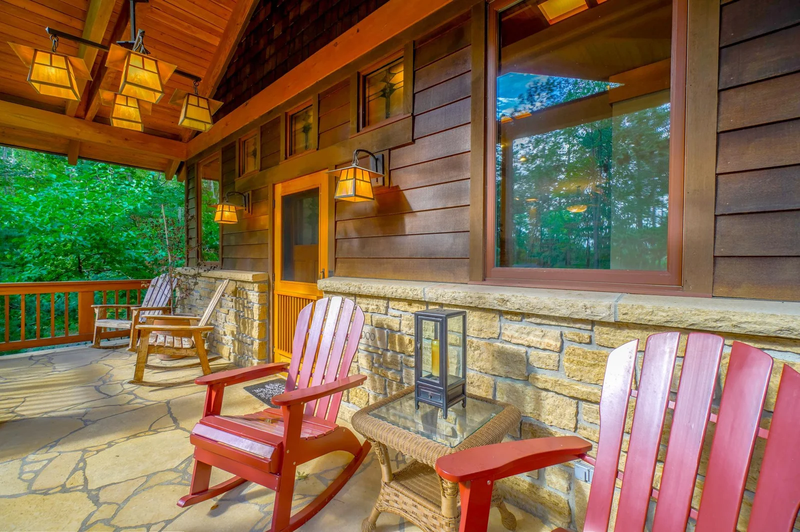 Front porch with stone floor