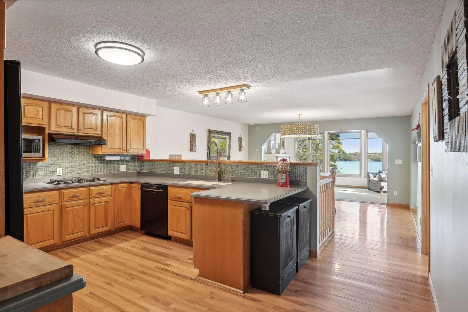 Large windows offer an abundance of natural light.