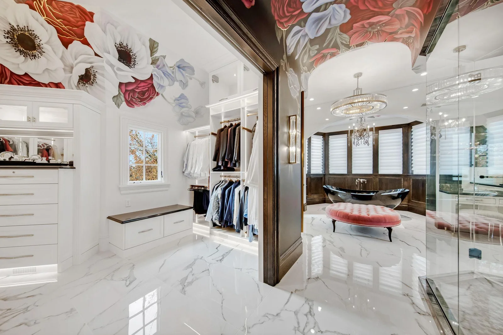 The primary private closet and bathroom are a harmonious blend of luxury and seamless flow, creating an indulgent retreat.