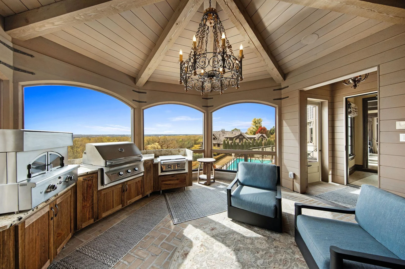 Enjoy breathtaking views of the property. This outdoor haven seamlessly blends the outdoors with indoor convenience.