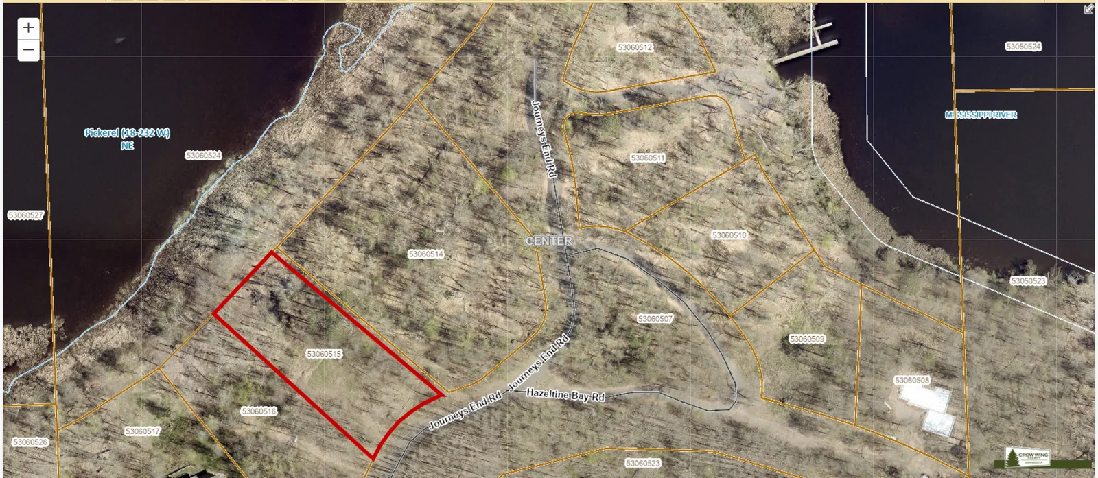 Aerial view of lot with Pickerel Lake and Mississippi.png
