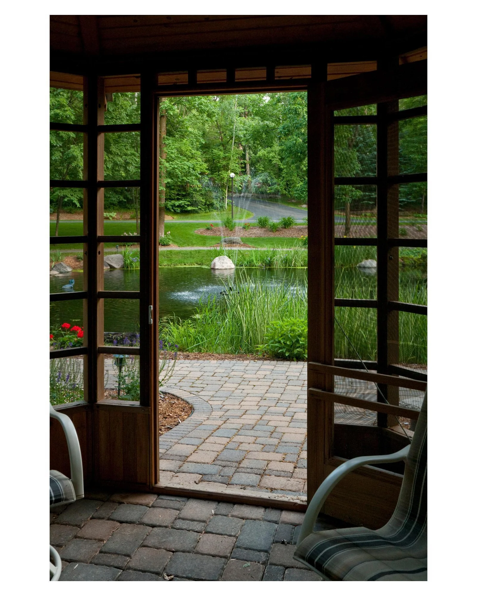 Surrounded by the sights and sounds of nature sitting inside the gazebo