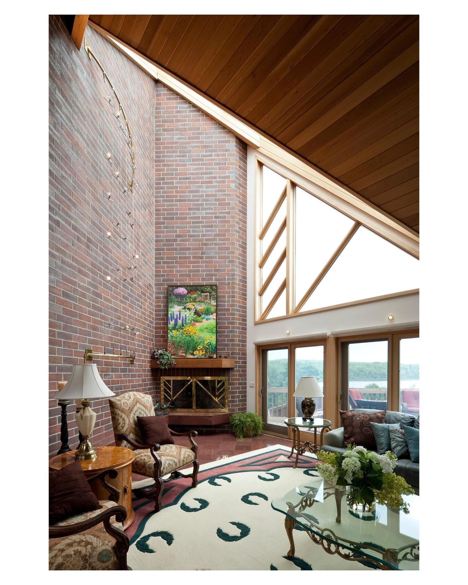 Relax in the great room with views of the lake in the day and the stars at night