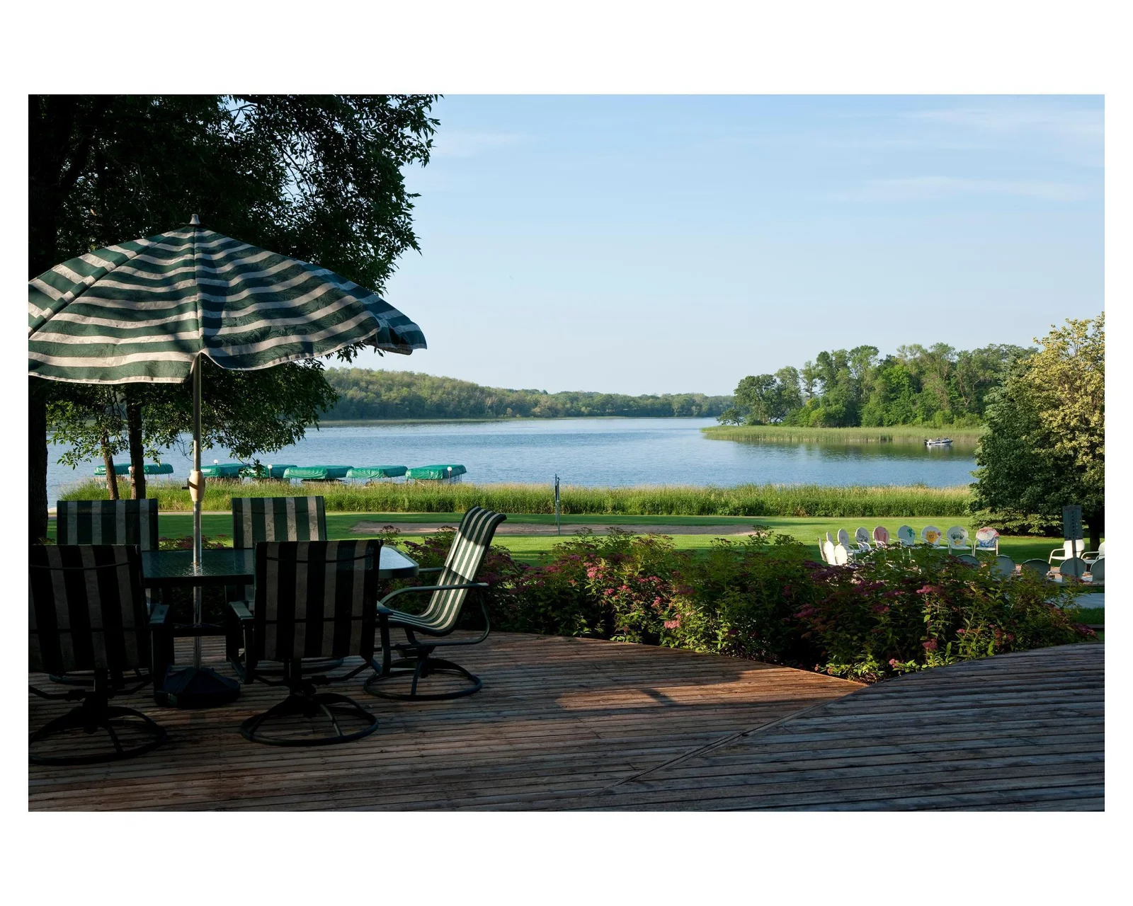 Oversized deck at the St. Francis House overlooking the lake