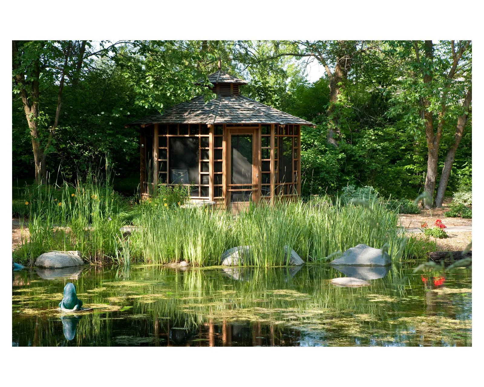 One of gazebos on the property overlooking the frog pond