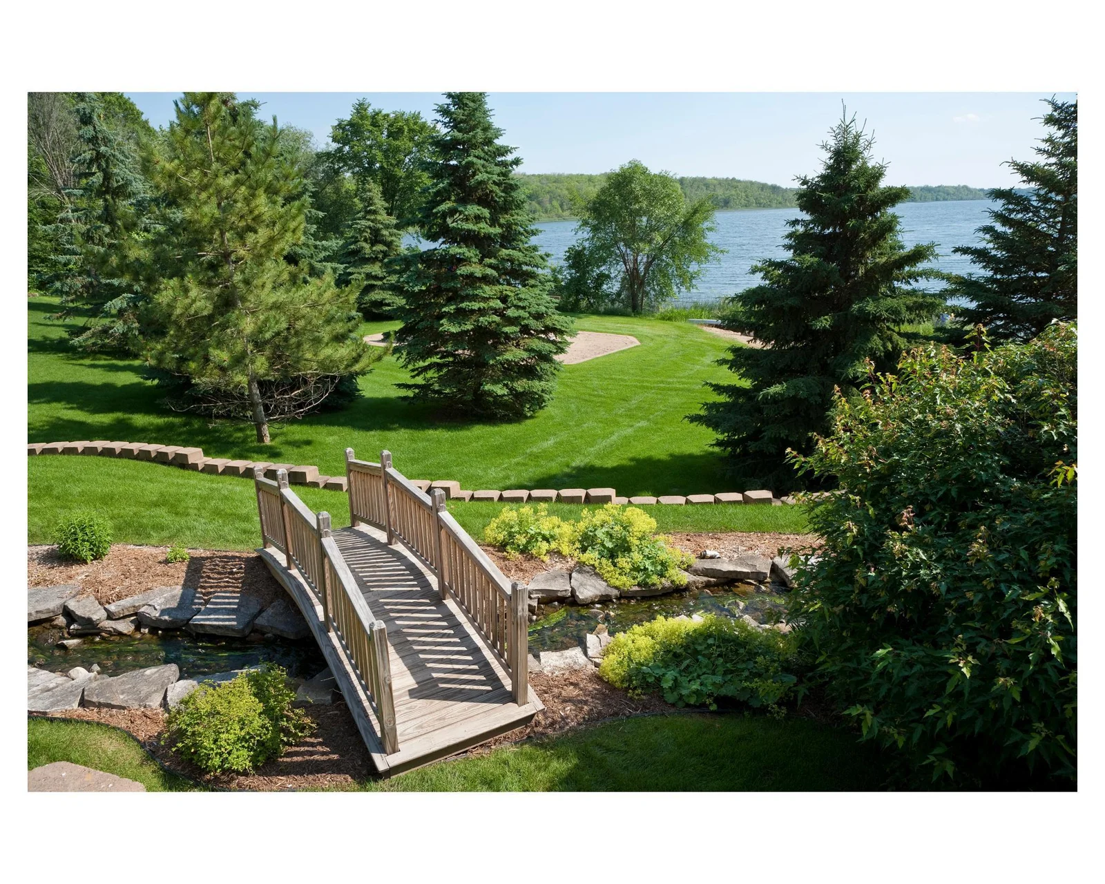 Taking a stroll through the gardens over the bridge, still sipping your morning coffee