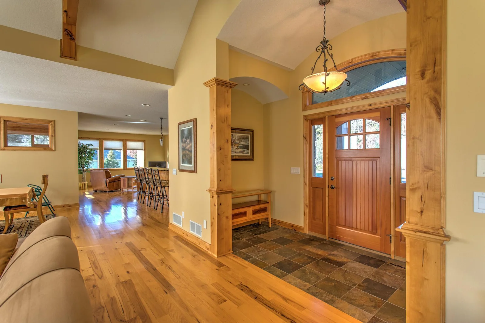Large slate tiled entryway