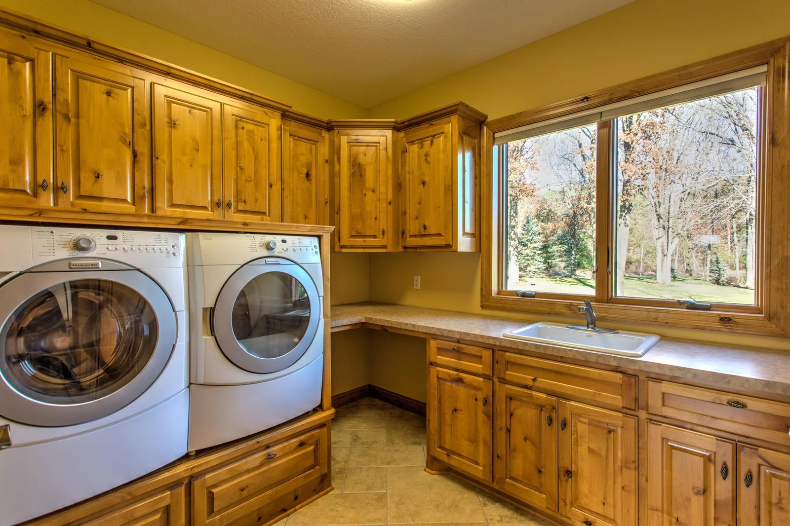 Tons of storage space in the main level laundry