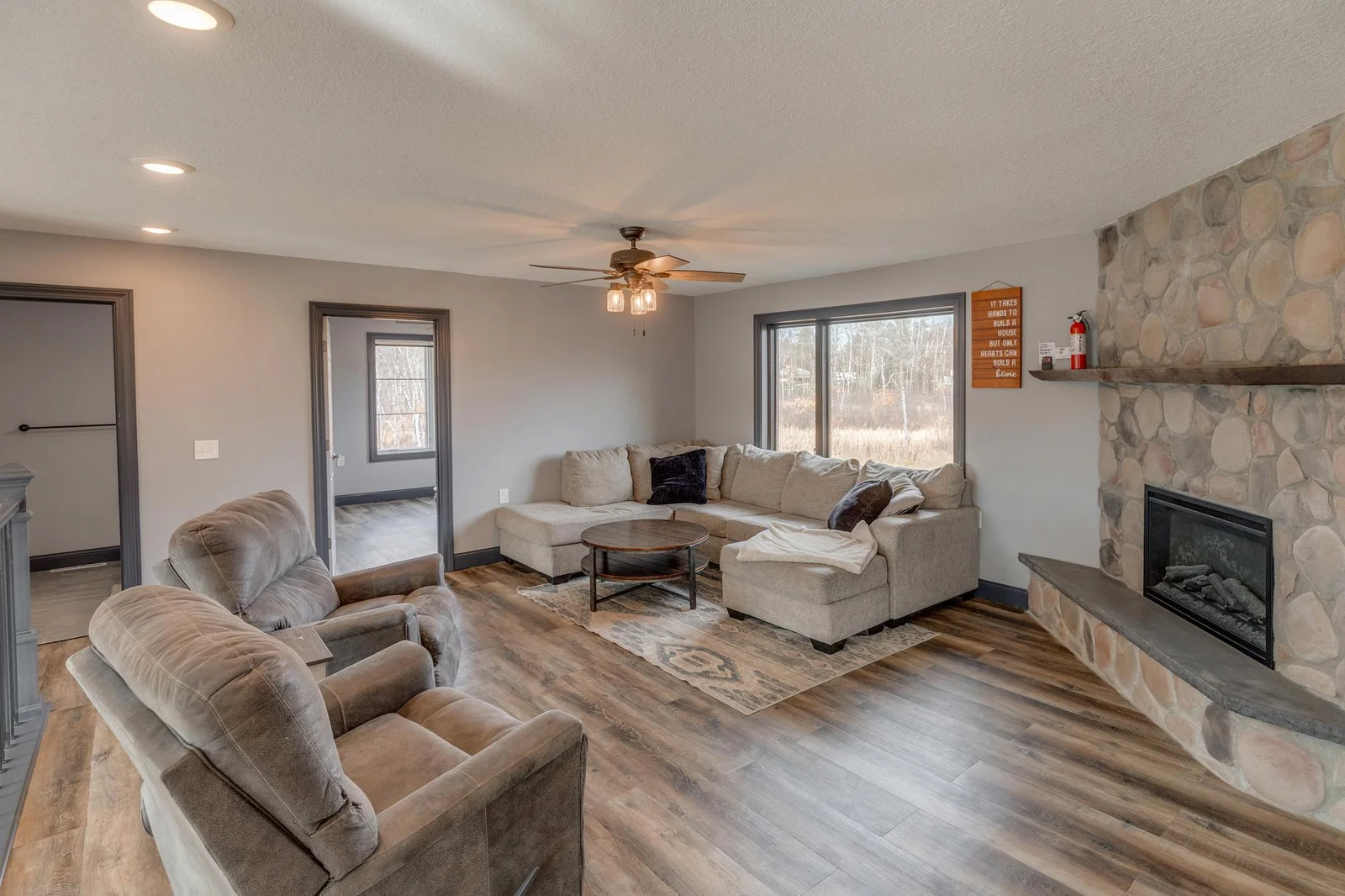 Large family room on upper level.