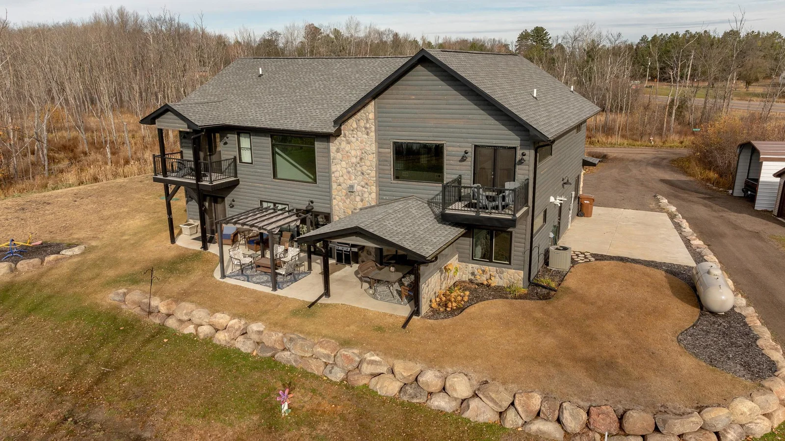 Large patio and two balconies.