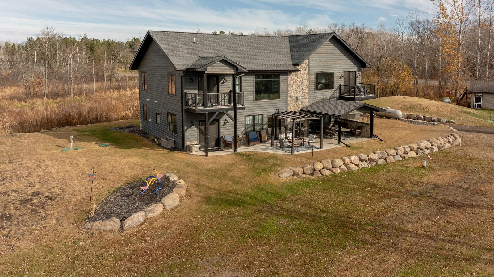 Home is nestled on one acre.