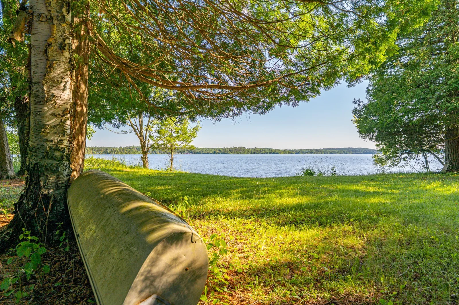 Flat yard at waters edge