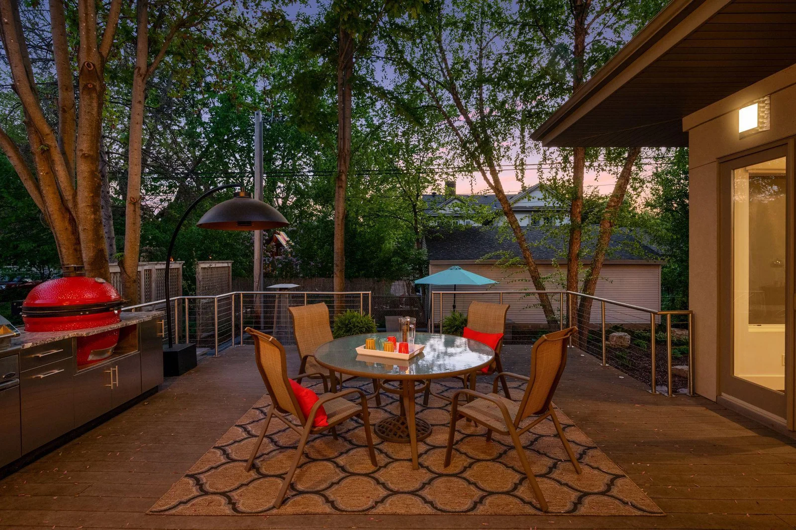Private back deck off of kitchen & sunroom