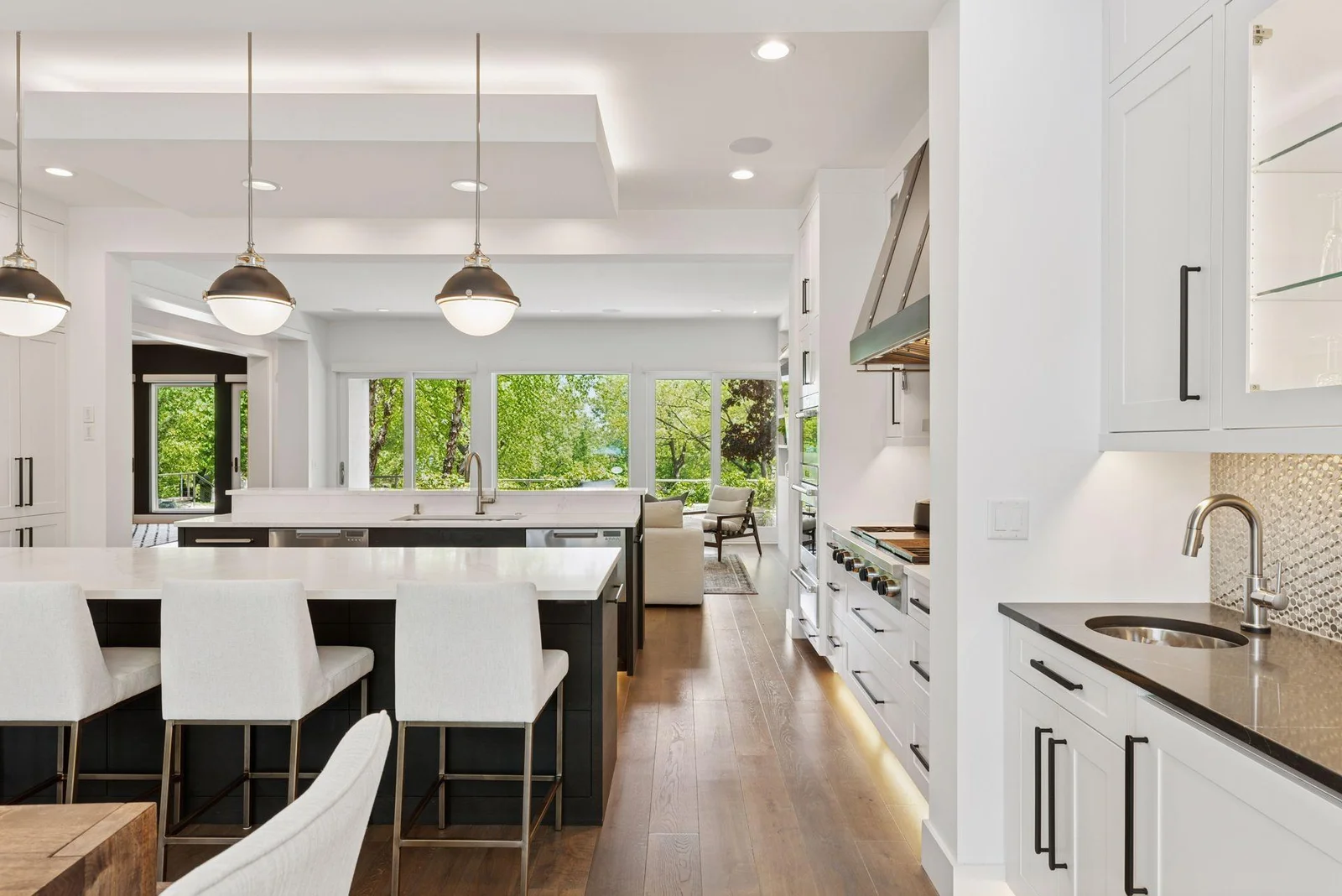 Incredible sight lines from front to back with access to front and back decks