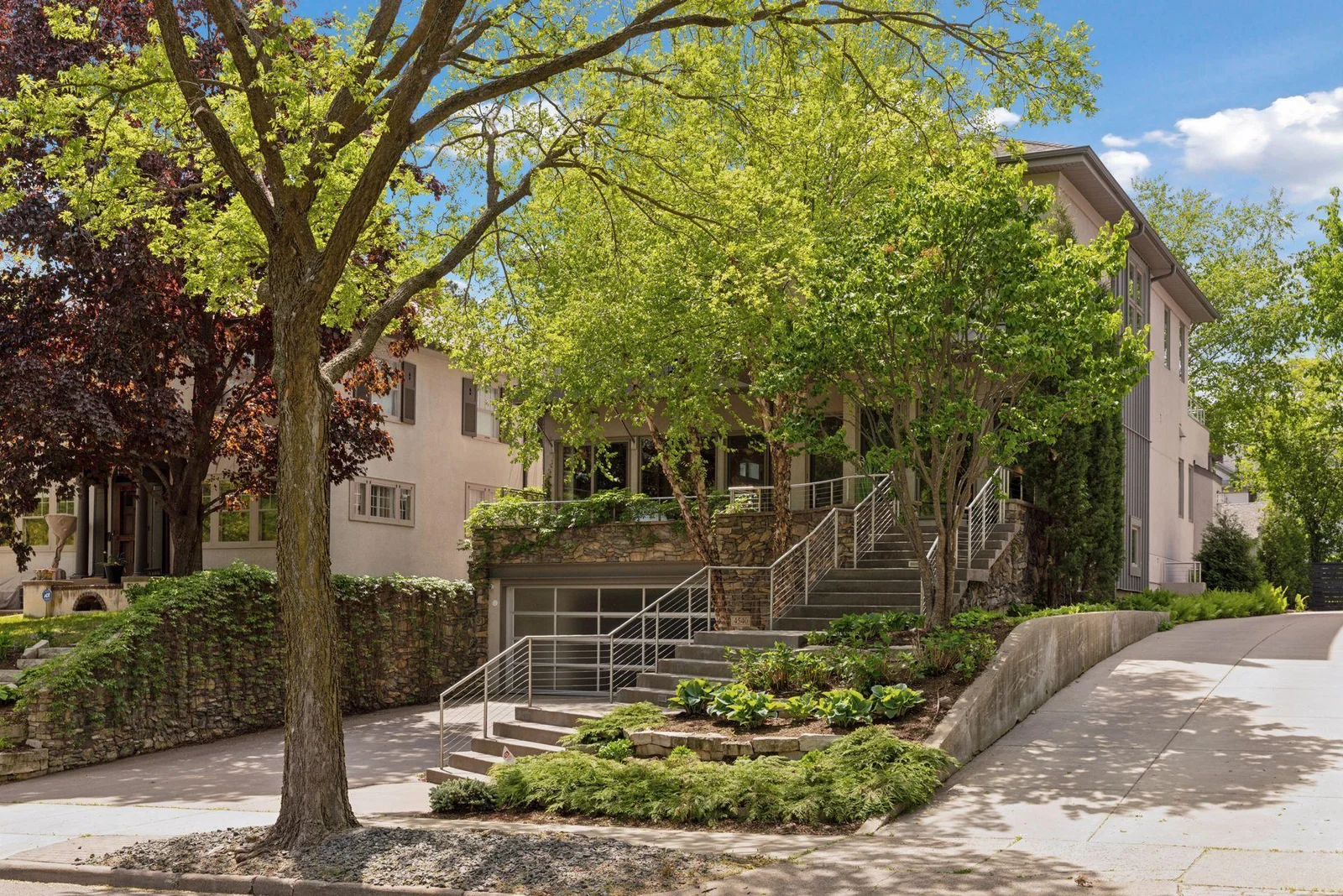 Professional low maintenance landscaping with irrigation