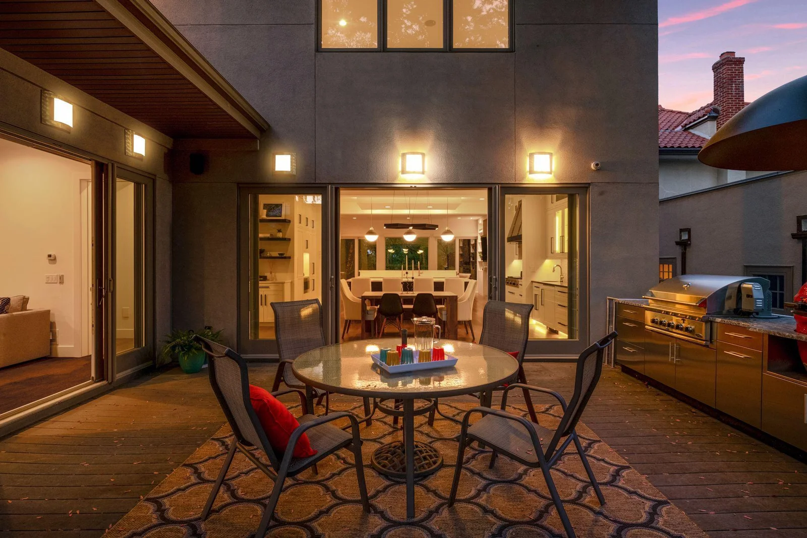 Private back deck off of kitchen & sunroom
