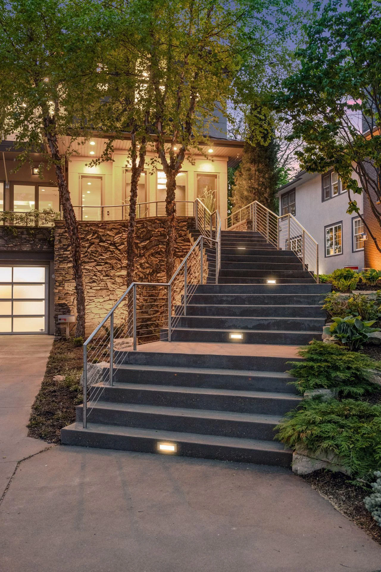 Custom outdoor lighting and entry