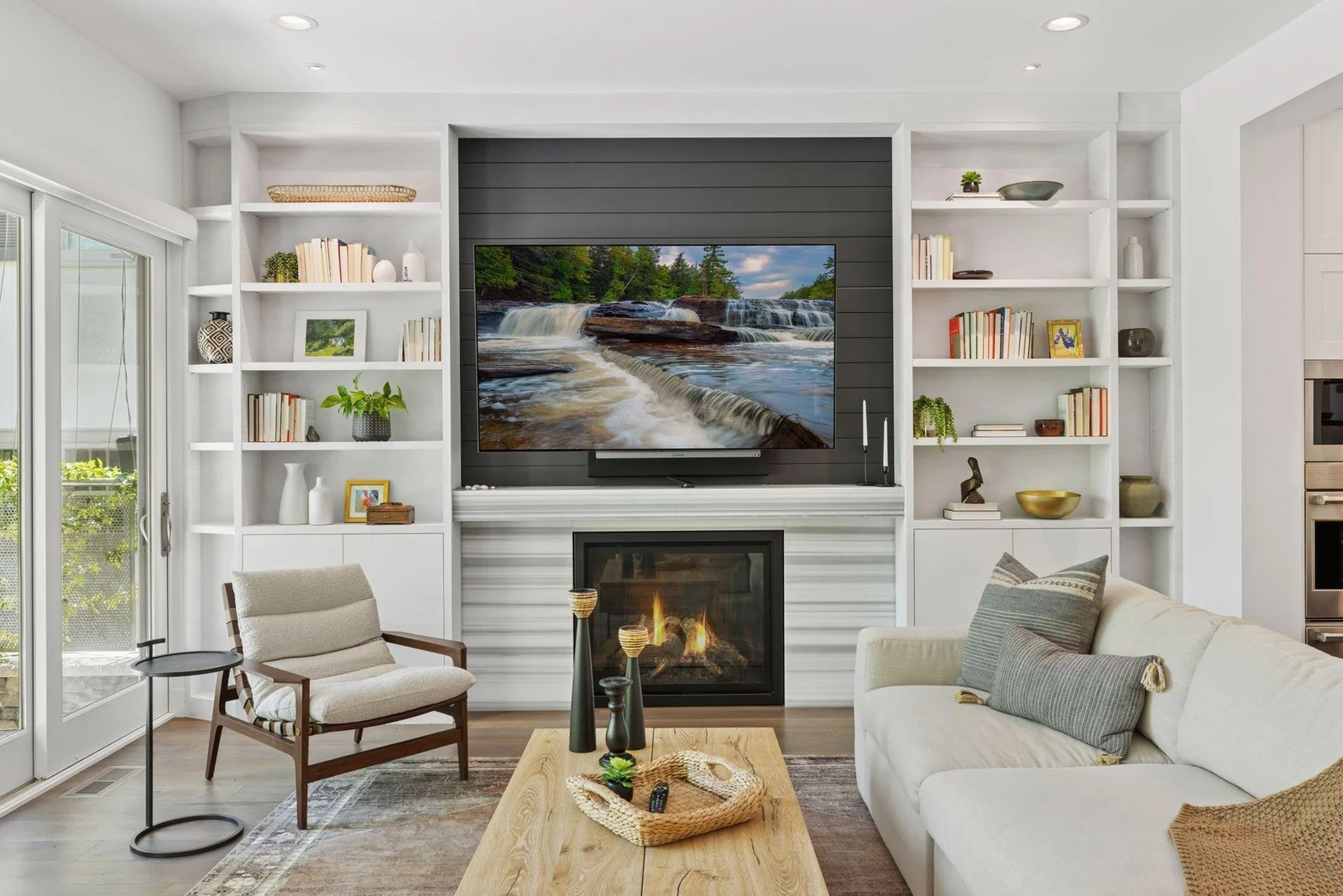 Gas fireplace in main level living room
