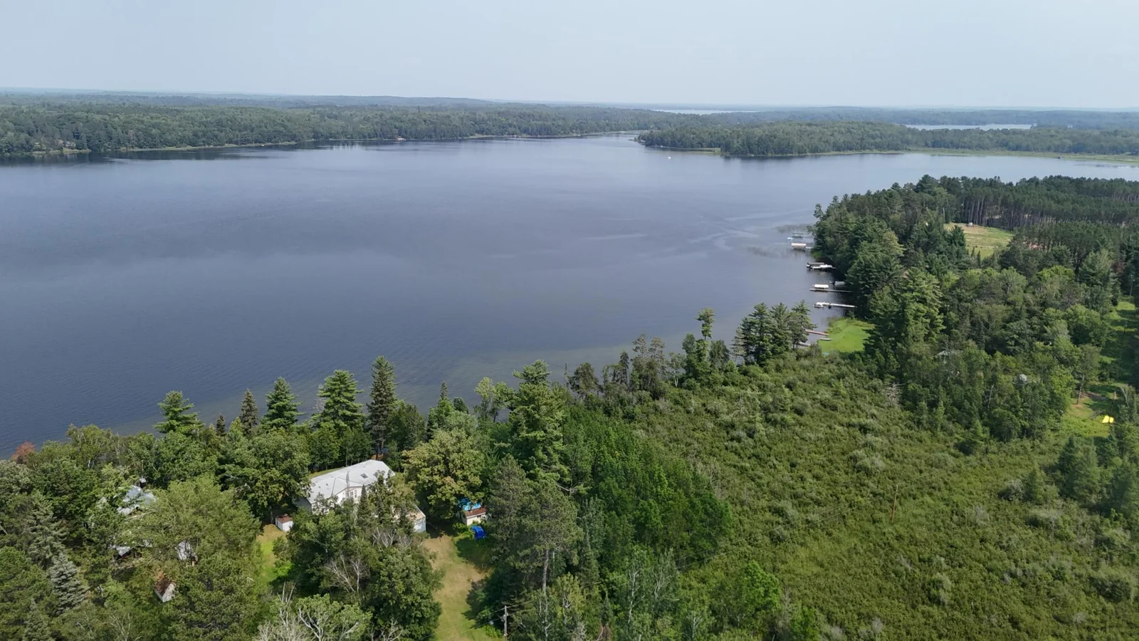 Aerial view of property with 500ft of shoreline!