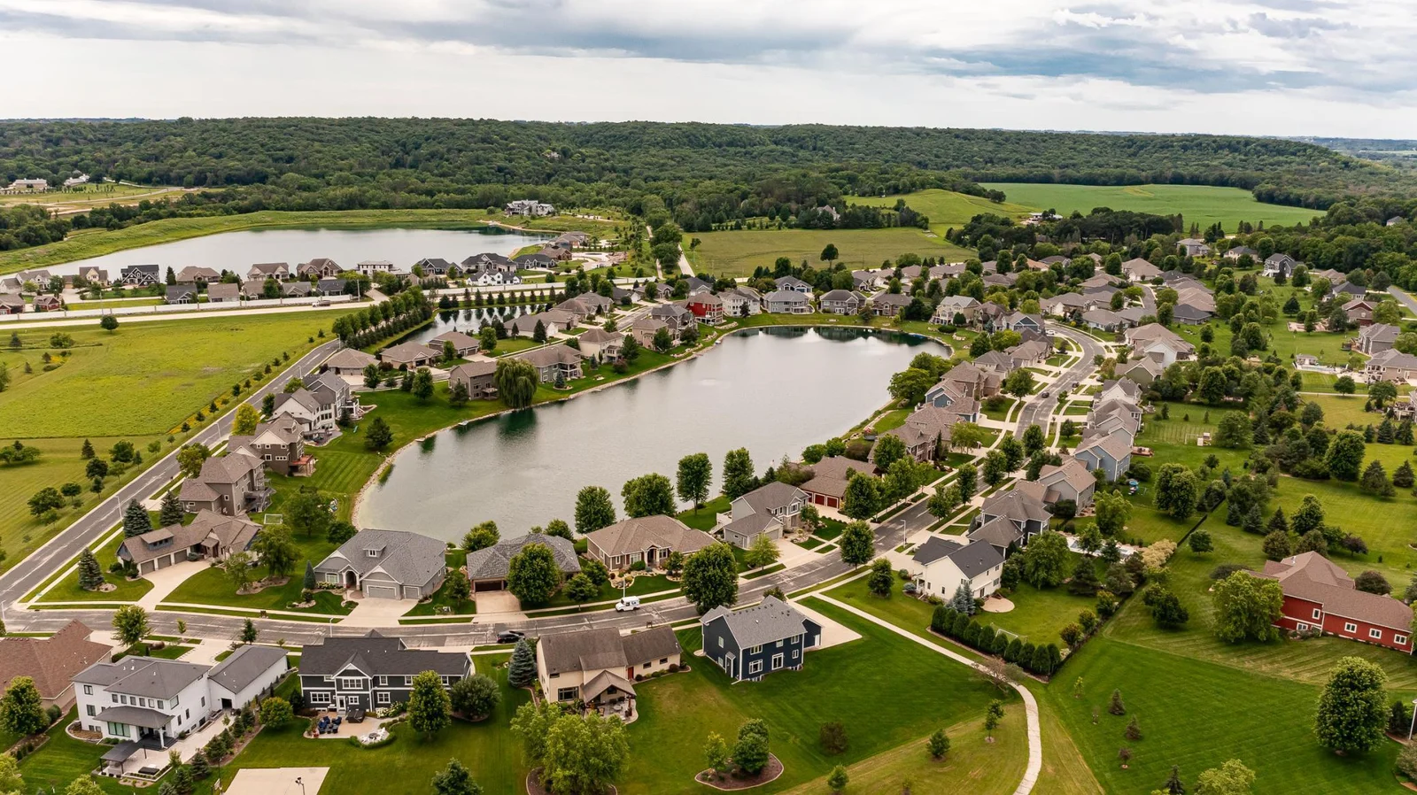Aerial Autumn Lake View