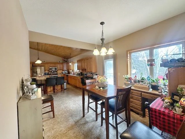 Dining room that leads to private back yard