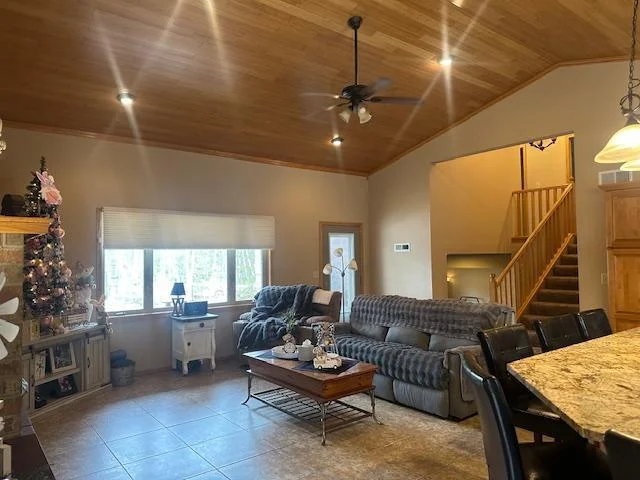 View from kitchen into living room