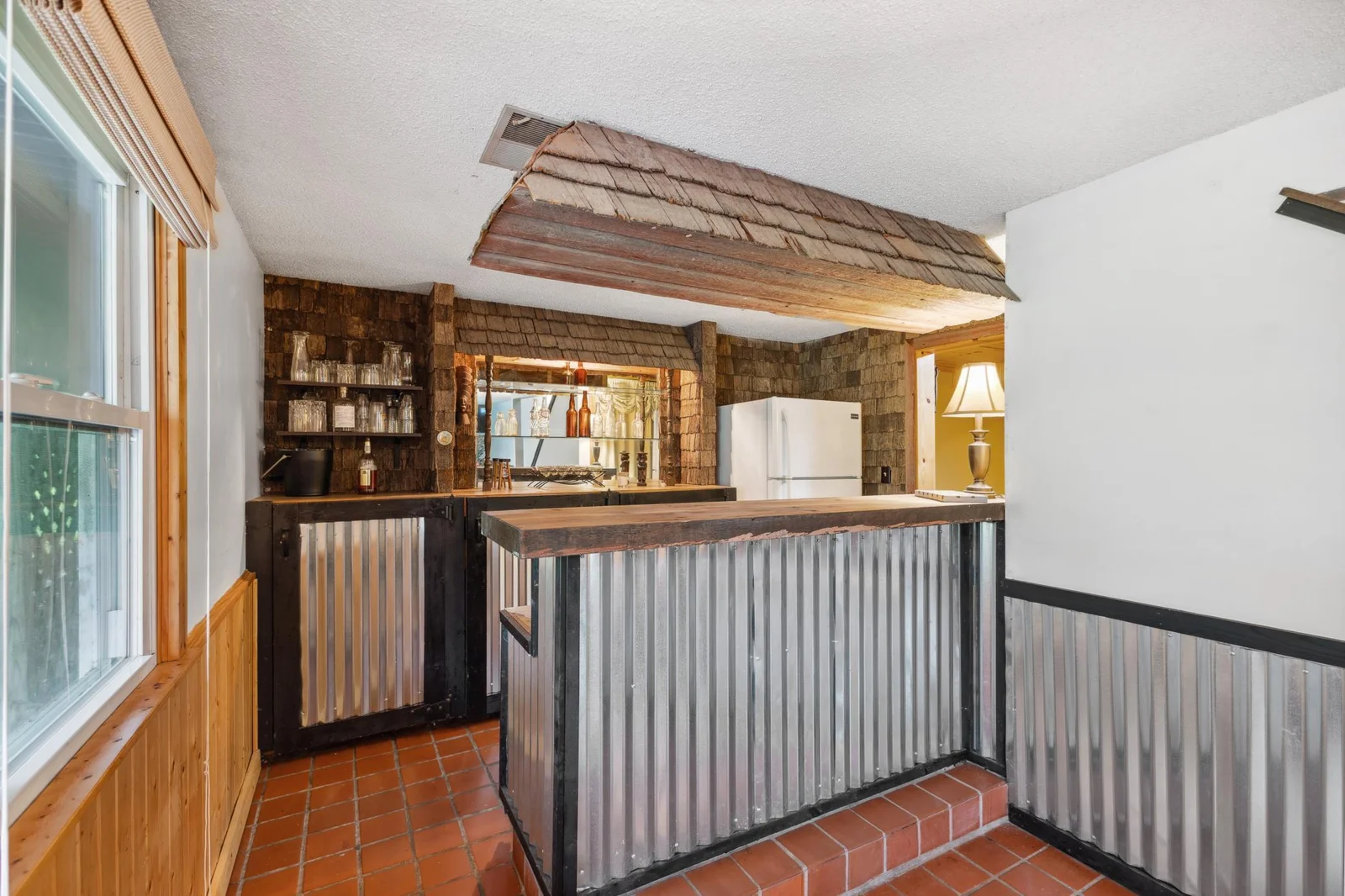 Convenient wet bar.
