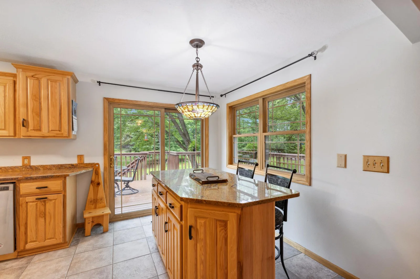Handy center island for casual dining.