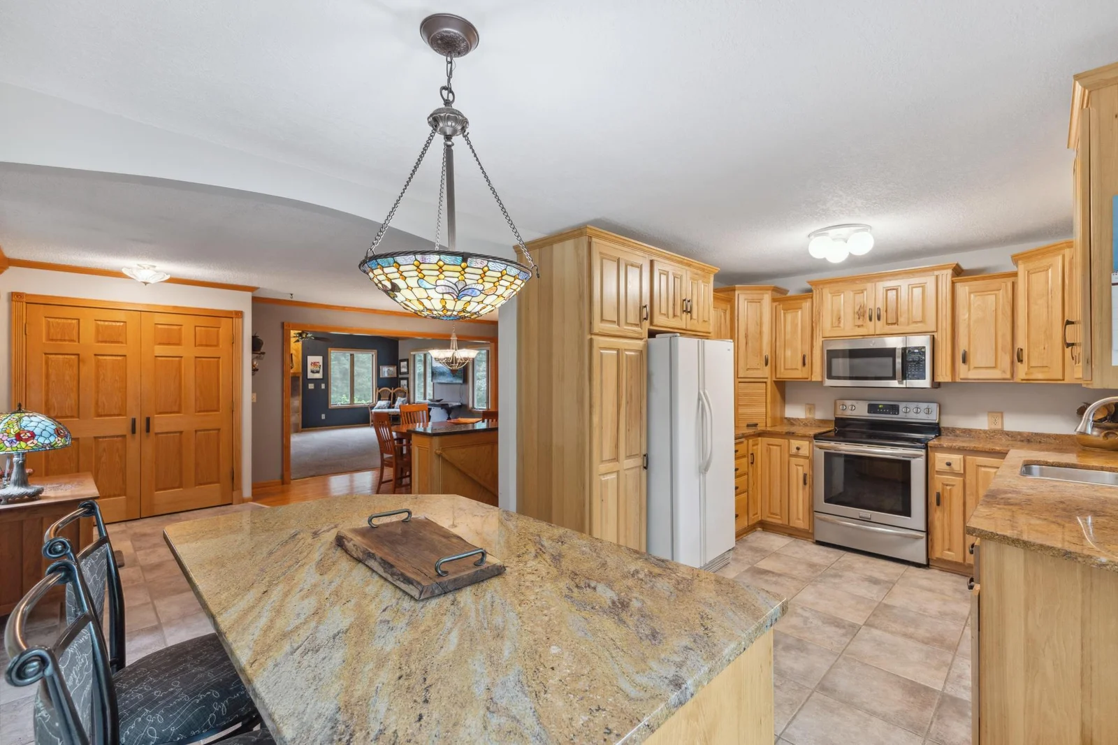 Kitchen is nicely remodeled.