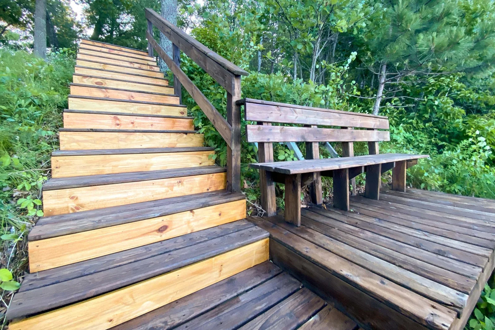 Manageable Steps to the dock and Bench
