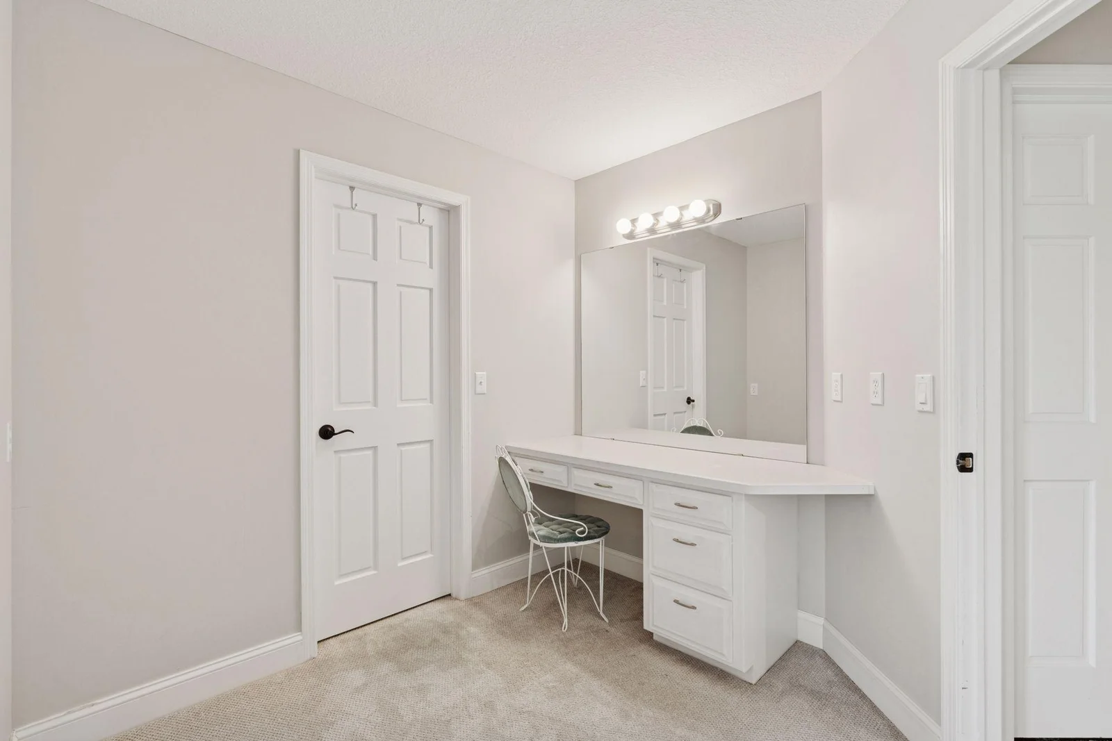 Lower Level Bedroom with built-in vanity and walk-in closet
