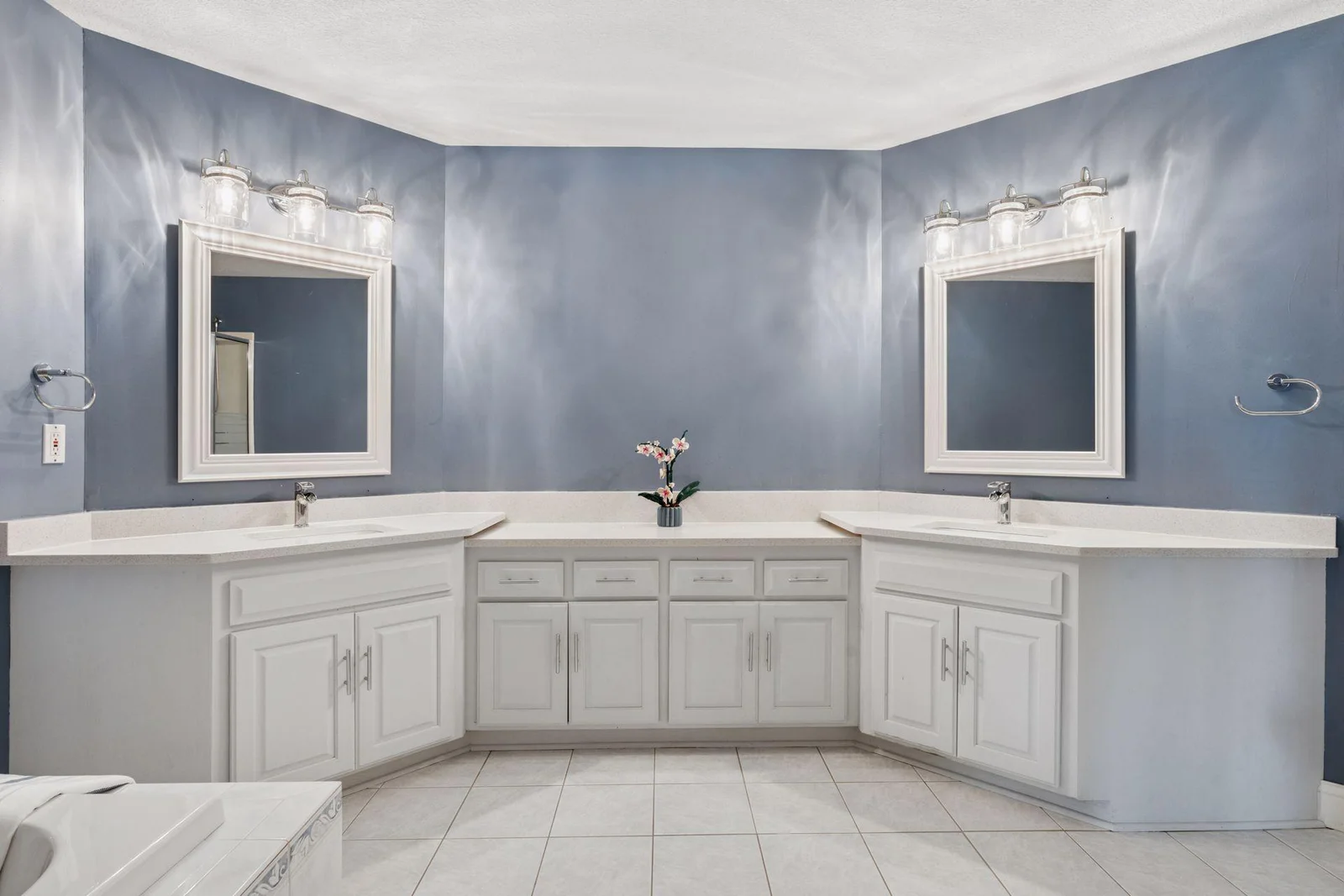 Large Lower Level Bathroom with Double Vanity