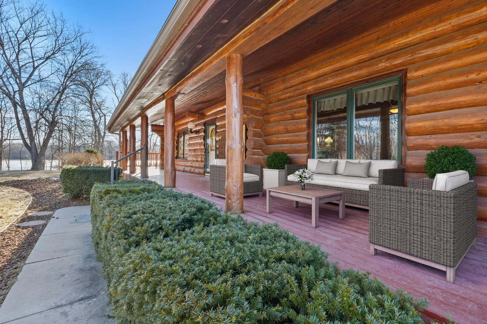 This photo is digitally enhanced. Experience breathtaking sunsets that paint the sky with vibrant colors from the front deck.