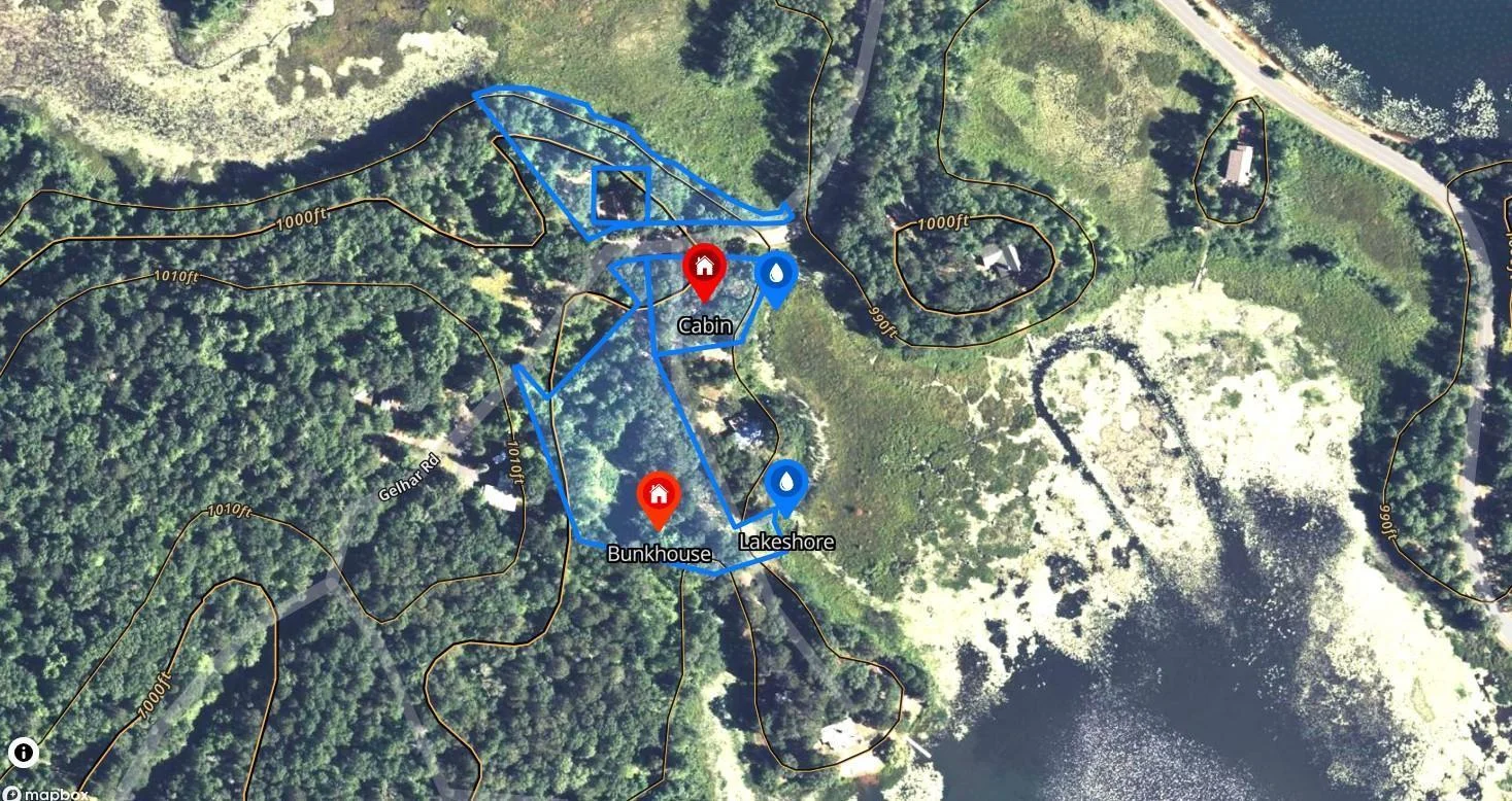 Parcel map with cabin, bunkhouse and lakeshore